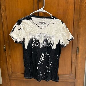 Black Matter Black and White Graphic Tee XL 100% cotton Death Metal & Chill?